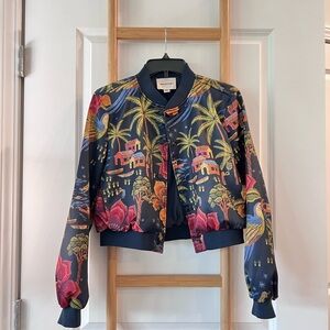 Tropical Print Bomber Jacket